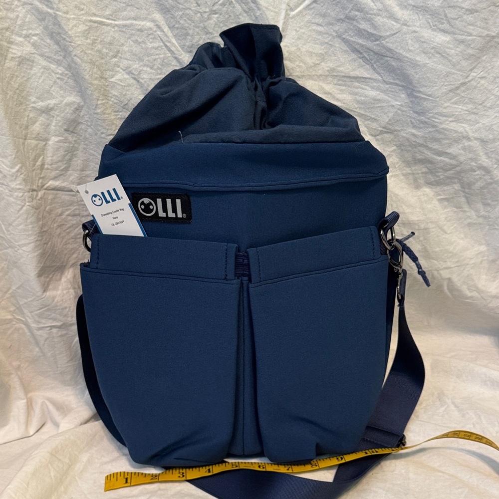 Navy Crossbody drawstring cooler Bag